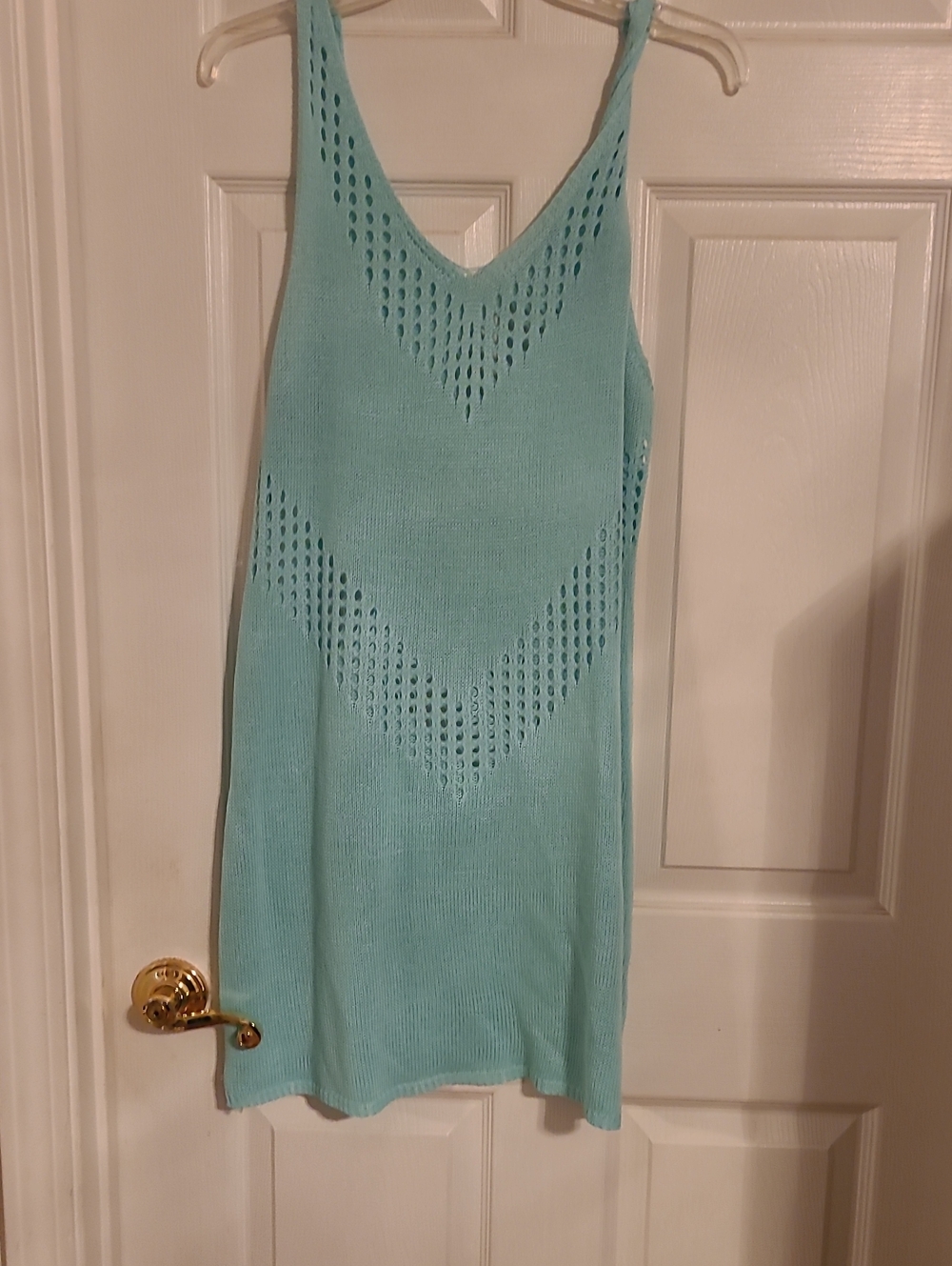 Aqua Knit Tank Dress - Lightweight Chevron Pointelle